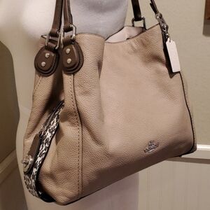 Coach Exotic Snakeskin Trim Edie Shoulder Bag